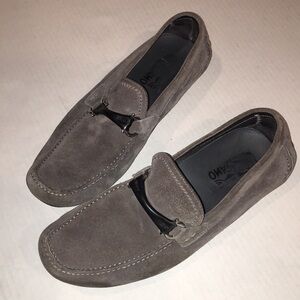 Salvatore Ferragamo Gray Moccasin Shoes For Men | Made In Italy